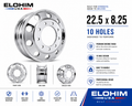 22.5" x 8.25" Chrome Truck Rim – 10 Hole Heavy Duty Wheel | Elohim USA