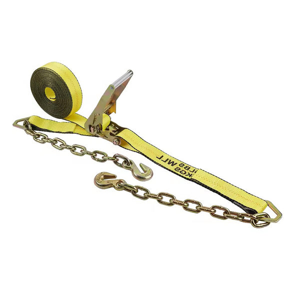 4" x 30' Ratchet Strap with Chain Anchor 16,000 LBS