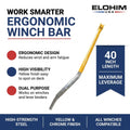 40" Ergonomic Combination Winch Bar | Yellow & Chrome | Flatbed Truck Tool | Elohim USA