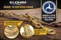 5/16" x 20' Grade 70 Transport Chain with Clevis Grab Hook | Elohim USA