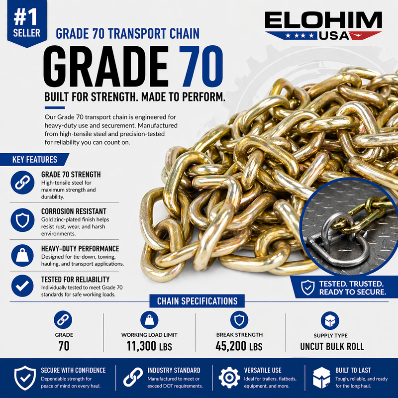 1/2" x 100 ft G70 Transport Chain Uncut