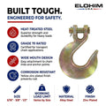 Clevis Grab Hook G70 | 5/16" - 3/8" - 1/2" | Heavy-Duty Transport Chain Hook | 1/2" G70 | Elohim USA