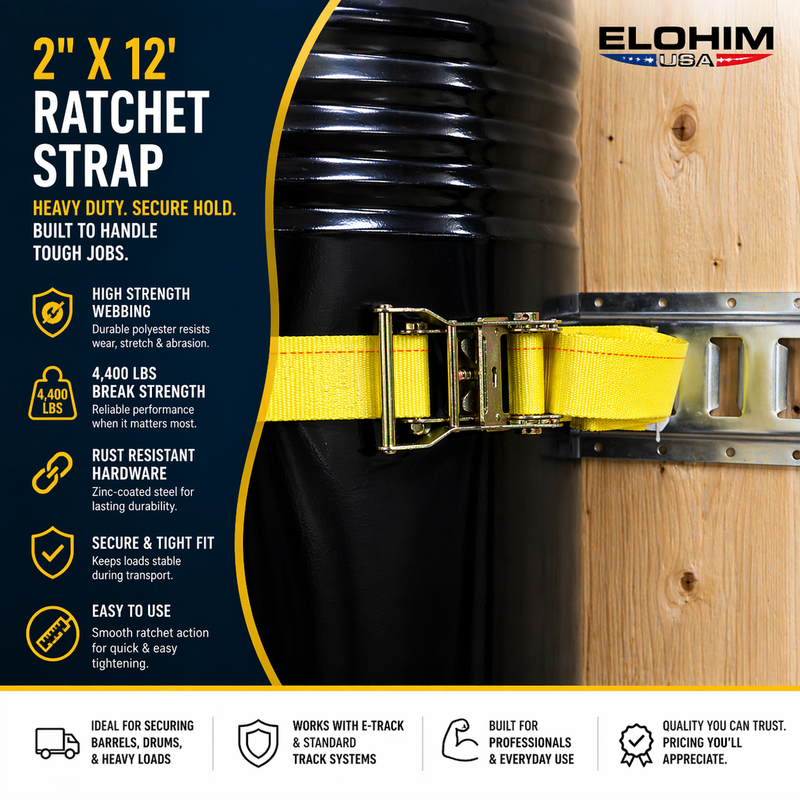 Ratchet Strap with E-Track 2" x 12" x 4,400 lbs