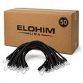 Heavy-Duty Rubber Bungee Cords with Steel Hooks | 15" 21" 31" 41" | Pack of 50 | 50 | 15" | Elohim USA