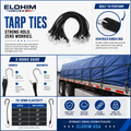 Heavy-Duty Rubber Bungee Cords with Steel Hooks | 15" 21" 31" 41" | Pack of 50 | 50 | 31" | Elohim USA