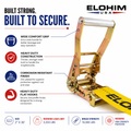 4" x 30" Ratchet Strap With Wire Hook — product view | Elohim USA cargo control