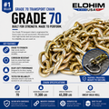 3/8" x 200 ft Grade 70 Transport Chain (Uncut) — product view | Elohim USA cargo control