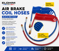 Coiled Air Brake Hose Set Blue & Red | 3.5m | Tractor-Trailer Air Lines | Elohim USA