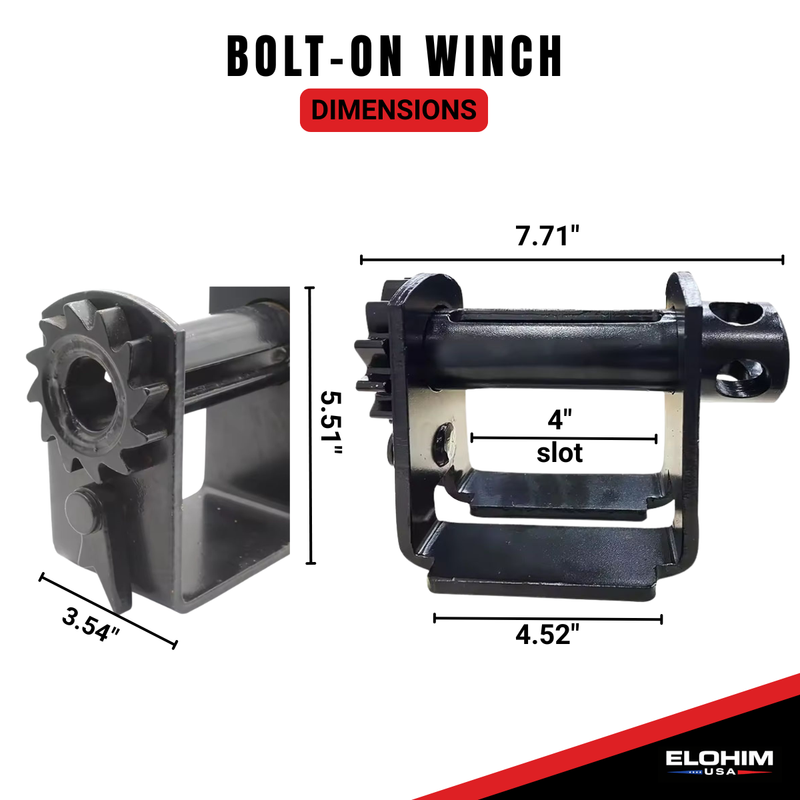 4" Standard Bolt-On Flatbed Winch